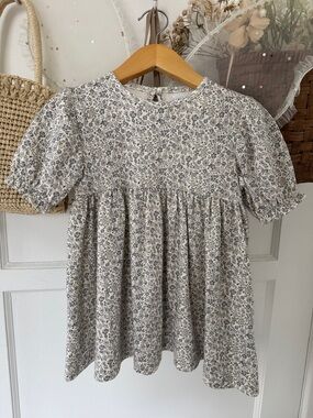 Jamie Kay Floral Puff Sleeve Babydoll Dress - Neutral Blue Floral